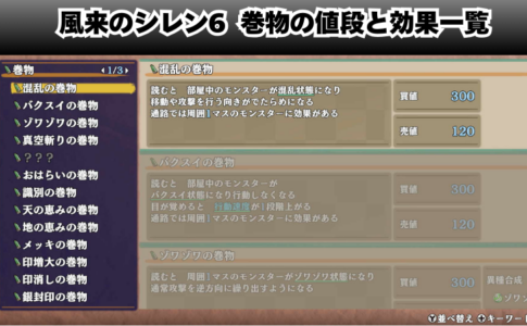 シレン6 巻物一覧